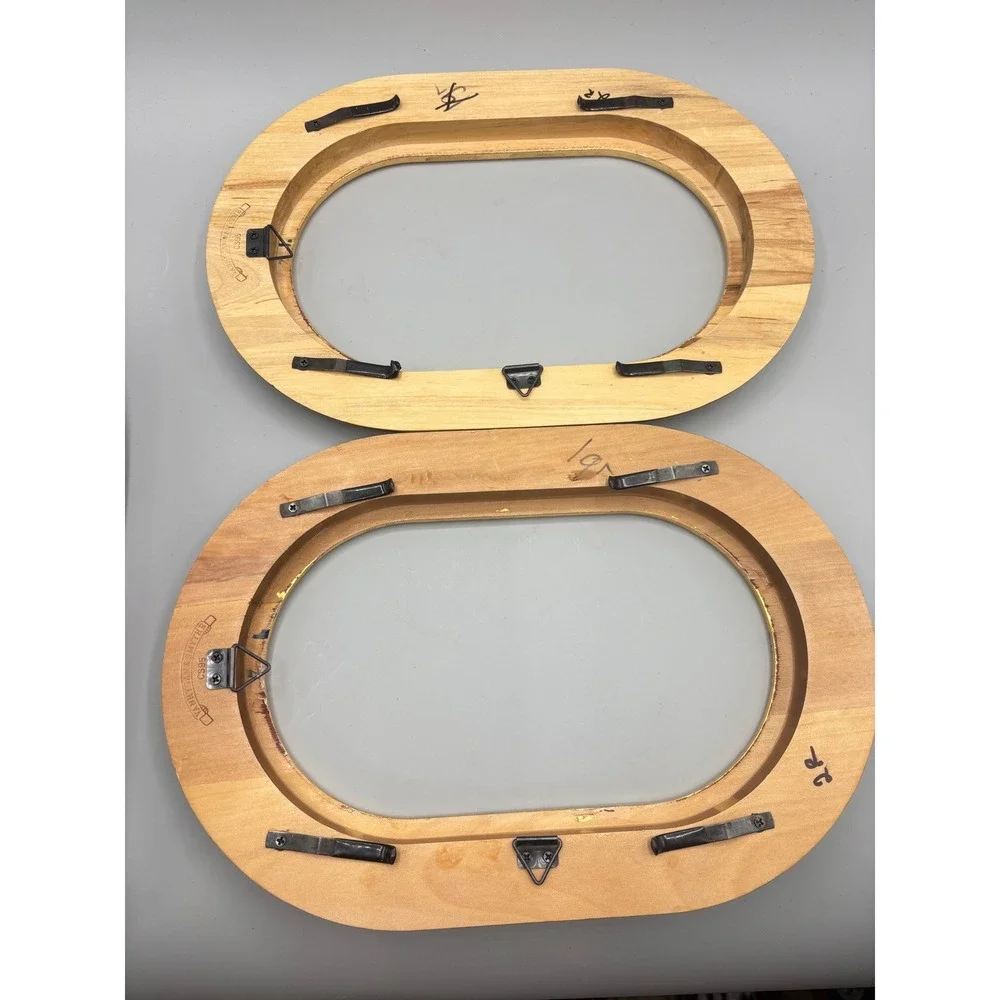 Van Hygan & Smythe CS95 Oval Wood Plate Frames Gold Trim Set of 2 Vintage